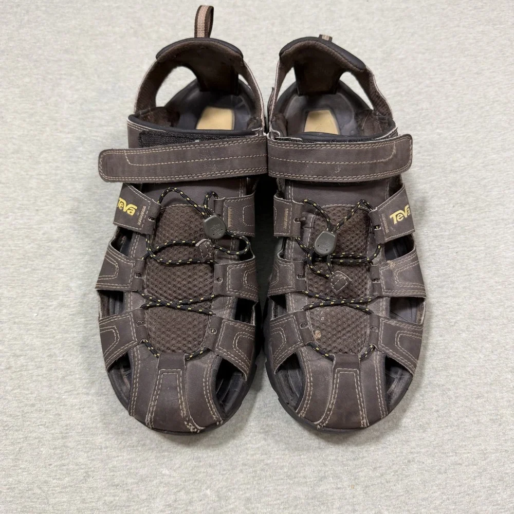 Teva Forebay Hiking Sandals Mens Size 11 Brown Closed Toe ShocPad Outdoor Trail